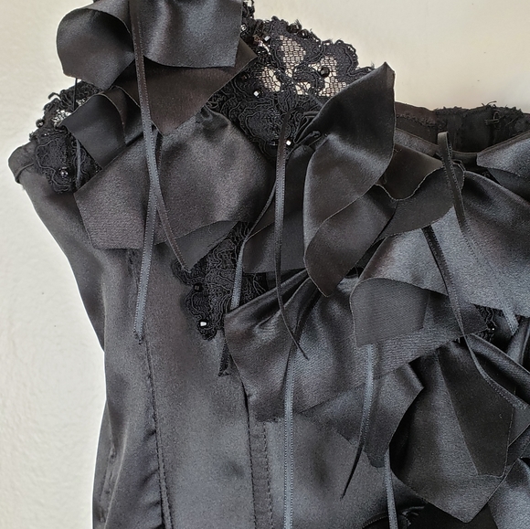 2 piece Black Evening Dress & Corset - Picture 7 of 8